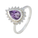 Amethyst Halo American 92.5 Silver Purple Gemstone Whisper thin Glamorous Ring Jewellery