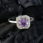 Amethyst Halo American 925 Silver Purple Gemstones Delicate Contemporary Ring Jewellery