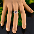 Amethyst Halo Japanese 925 Sterling Silver Purple Gemstone Delicate Trendy Ring Jewellery