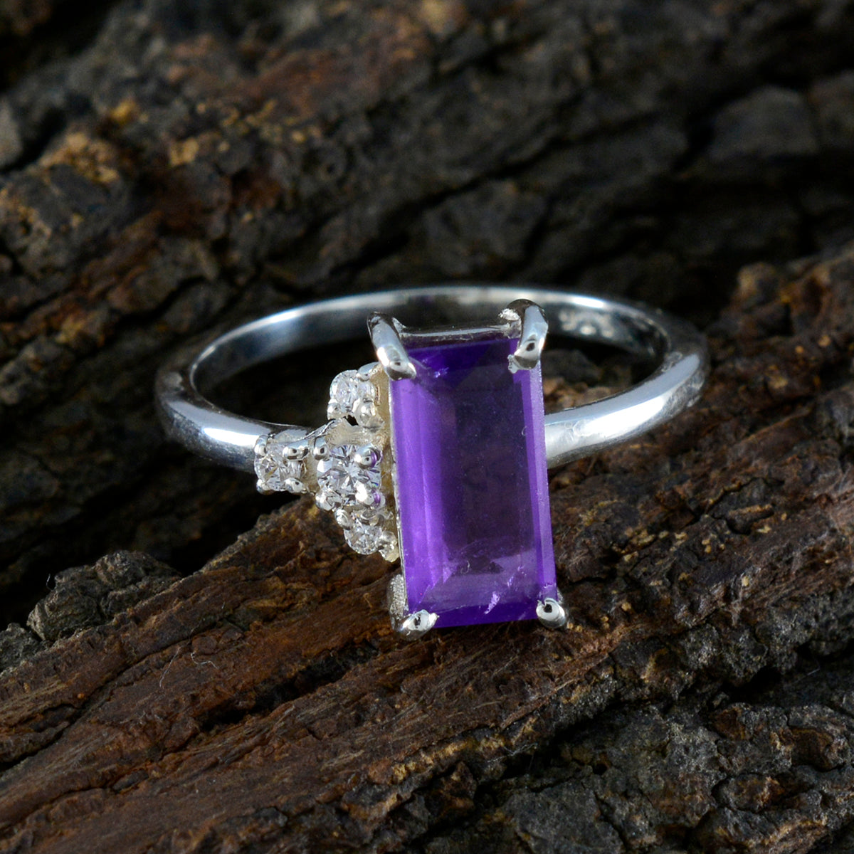 Amethyst Halo Turkish Sterling Silver Purple Gems Dainty Romantic Ring Jewellery