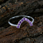 Amethyst multiple American Silver Purple Gems Elegant  crown Ring Jewelry