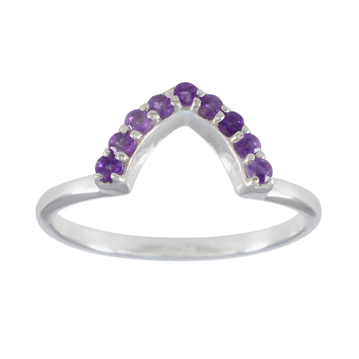 Amethyst multiple American Silver Purple Gems Elegant  crown Ring Jewelry