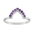 Amethyst multiple American Silver Purple Gems Elegant  crown Ring Jewelry