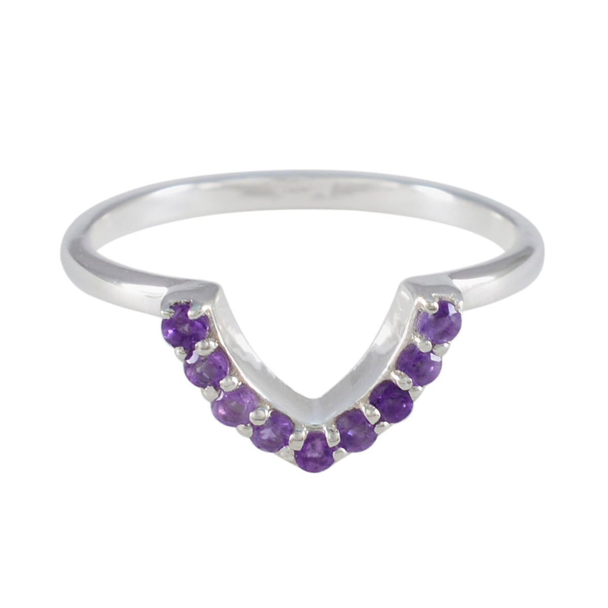 Amethyst multiple American Silver Purple Gems Elegant  crown Ring Jewelry