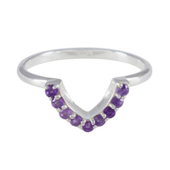Amethyst multiple American Silver Purple Gems Elegant  crown Ring Jewelry
