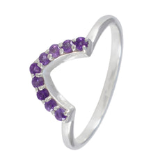 Amethyst multiple American Silver Purple Gems Elegant  crown Ring Jewelry