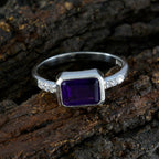 Amethyst Halo American Sterling Silver Purple Gemstones Delicate Trendy Ring Jewellery