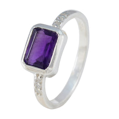 Amethyst Halo American Sterling Silver Purple Gemstones Delicate Trendy Ring Jewellery