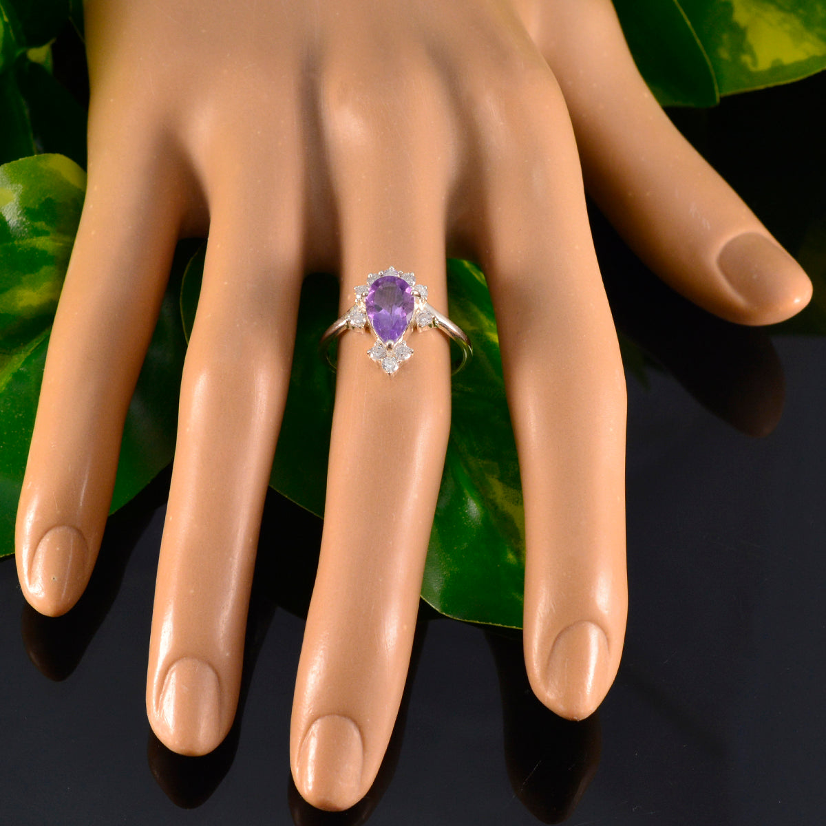 Amethyst Halo Japanese 925 Sterling Silver Purple Gemstone Dainty Fairytale Ring Jewellery