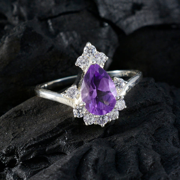 Amethyst Halo Japanese 925 Sterling Silver Purple Gemstone Dainty Fairytale Ring Jewellery