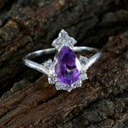 Amethyst Halo Japanese 925 Sterling Silver Purple Gemstone Dainty Fairytale Ring Jewellery