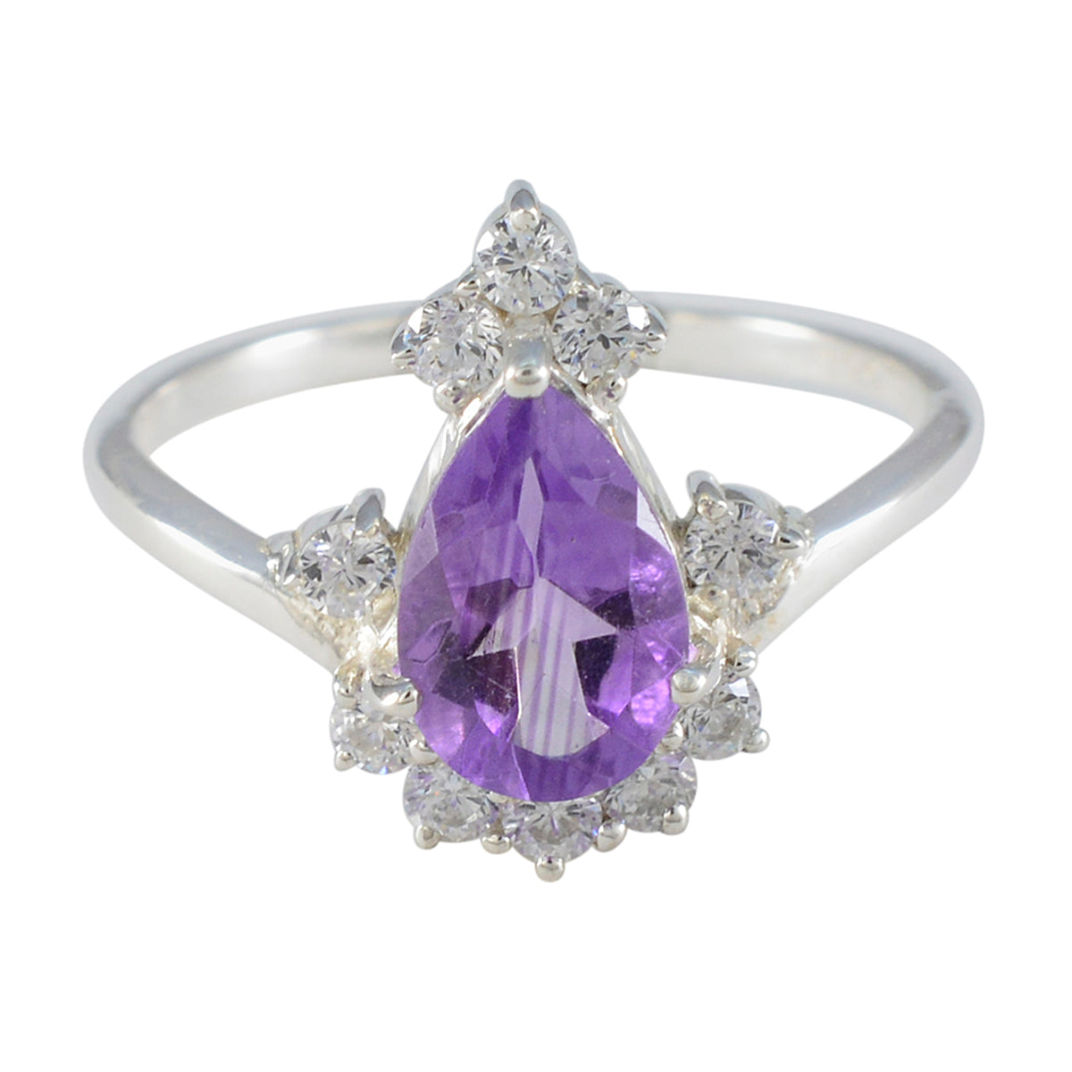 Amethyst Halo Japanese 925 Sterling Silver Purple Gemstone Dainty Fairytale Ring Jewellery