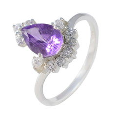 Amethyst Halo Japanese 925 Sterling Silver Purple Gemstone Dainty Fairytale Ring Jewellery