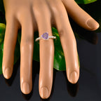 Amethyst Halo American Sterling Silver Purple Gems Elegant  Trendy Ring Jewellery