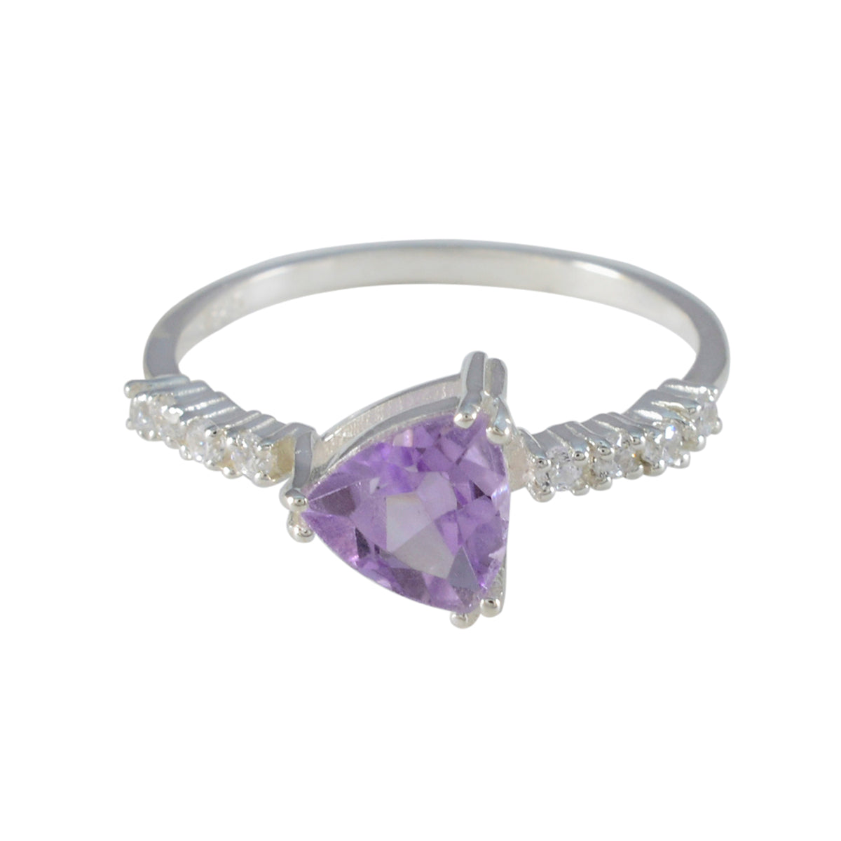Amethyst Halo American Sterling Silver Purple Gems Elegant  Trendy Ring Jewellery