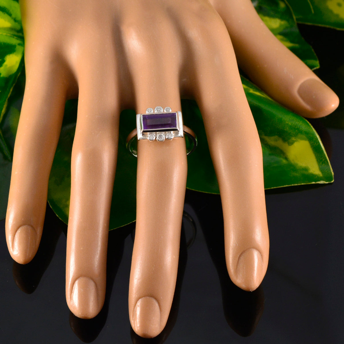 Amethyst Halo Egyptian Sterling Silver Purple Gemstones Featherlight Fairytale Ring Jewelry