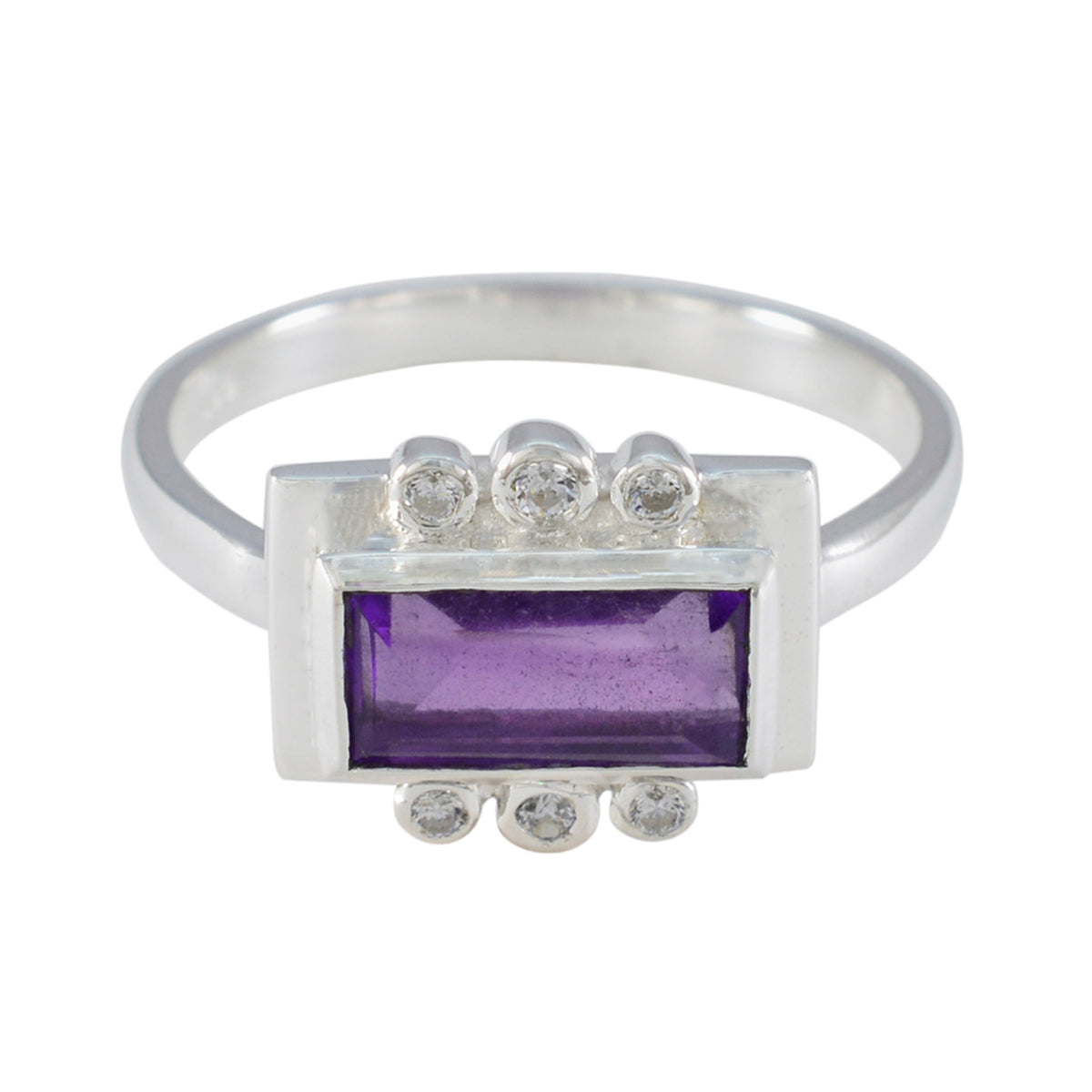 Amethyst Halo Egyptian Sterling Silver Purple Gemstones Featherlight Fairytale Ring Jewelry Huvudsaklig produktbild