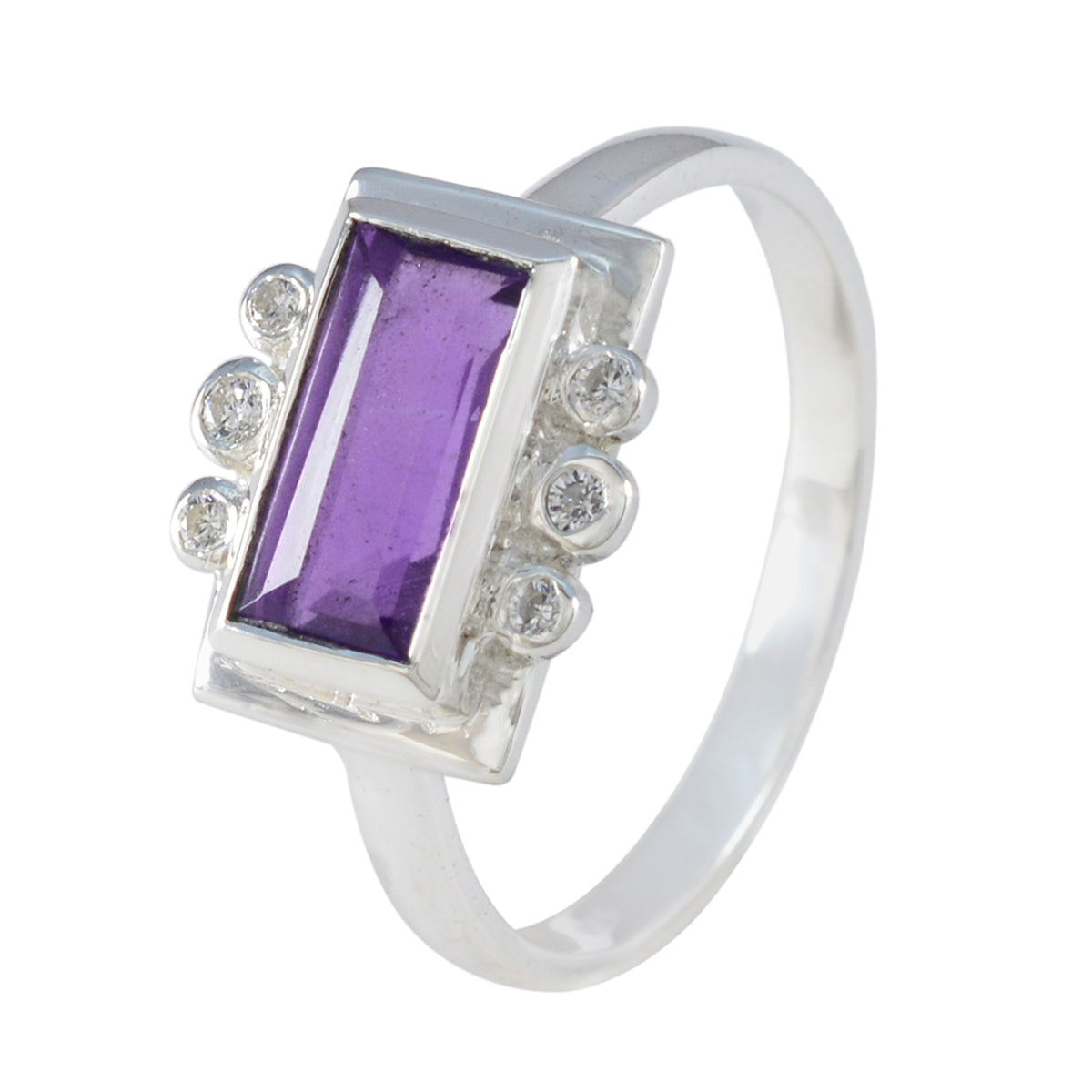 Ametist Halo Egyptiska Sterlingsilver Lila Ädelstenar Fjäderlätt Sagolik Ring Smycken Sekundär produktbild