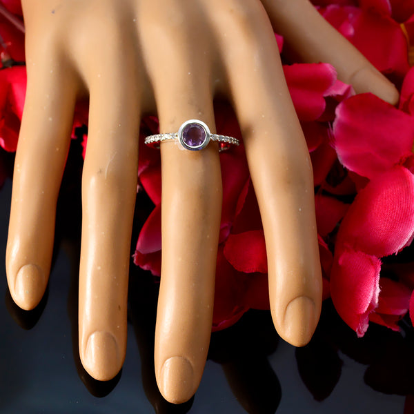 Amethyst Halo Korean 925 Silver Purple Gems Dainty Glamorous Ring Jewelry