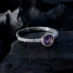 Amethyst Halo Korean 925 Silver Purple Gems Dainty Glamorous Ring Jewelry