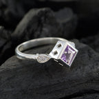 Amethyst Halo Indian 92.5 Silver Purple Gemstone Featherlight Artisan Ring Jewellery