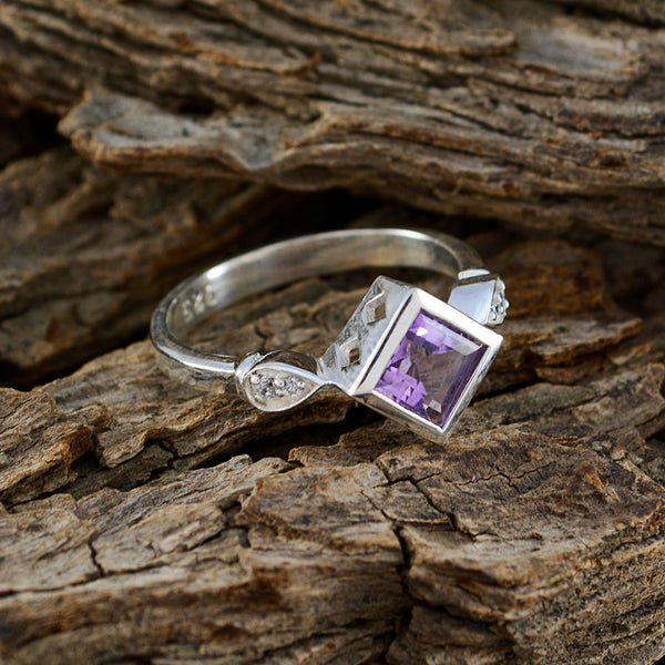 Amethyst Halo Indian 92.5 Silver Purple Gemstone Featherlight Artisan Ring Jewellery