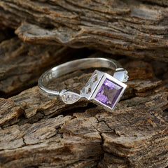 Amethyst Halo Indian 92.5 Silver Purple Gemstone Featherlight Artisan Ring Jewellery