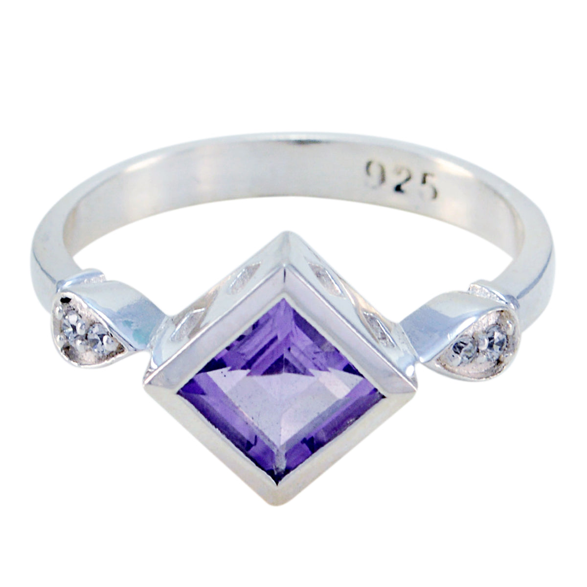 Amethyst Halo Indian 92.5 Silver Purple Gemstone Featherlight Artisan Ring Jewellery Immagine principale del prodotto