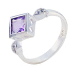 Amethyst Halo Indian 92.5 Silver Purple Gemstone Featherlight Artisan Ring Jewellery