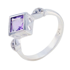 Amethyst Halo Indian 92.5 Silver Purple Gemstone Featherlight Artisan Ring Jewellery