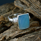 Blue Chalcedony Solitaire Egyptian Silver Blue Gemstones Eye catching Signet Ring Jewelry