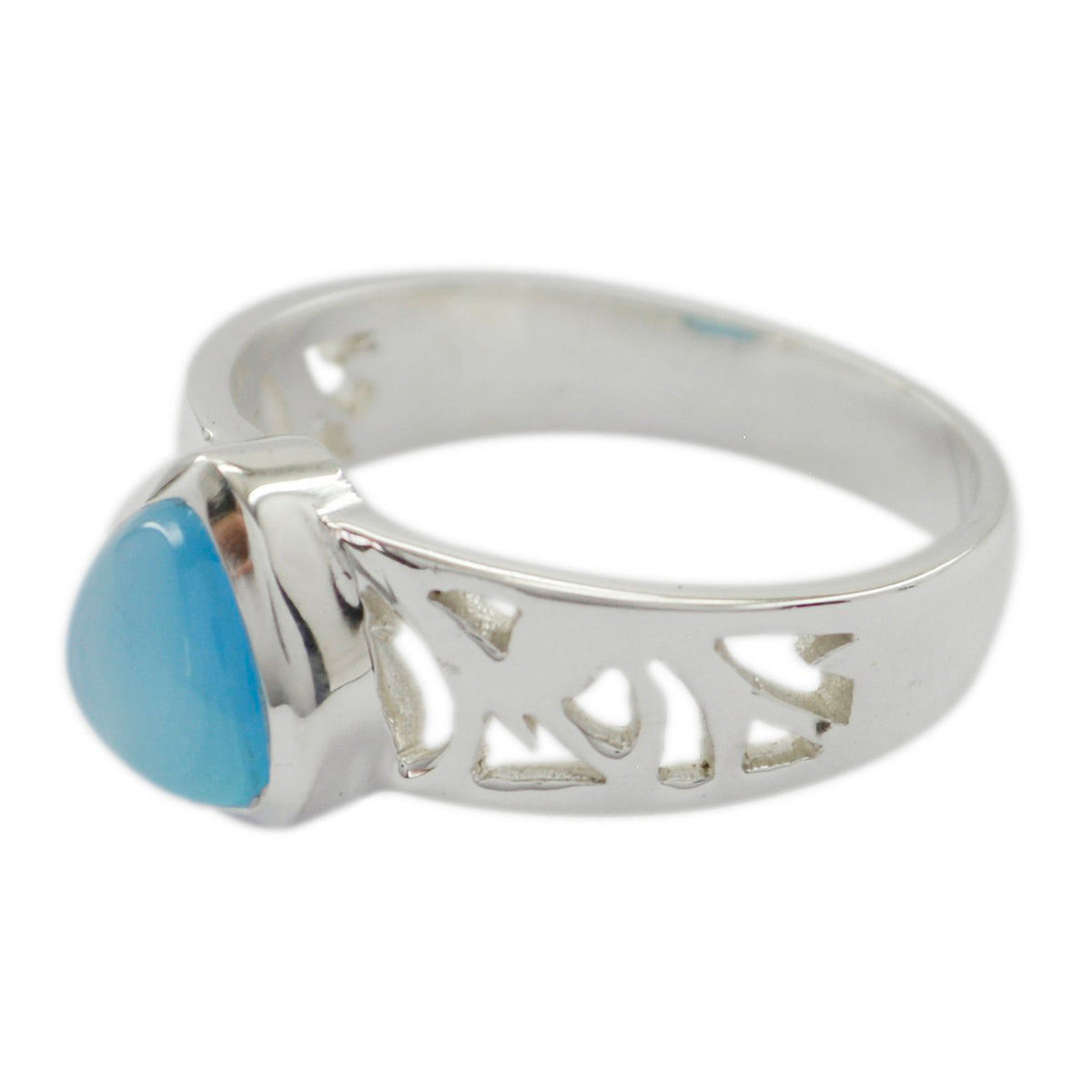 Blauwe chalcedoon solitaire Frans sterling zilver blauwe edelstenen klassieke sprookjesachtige ring sieraden Secundaire afbeelding