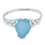 Blue Chalcedony Solitaire Mexican Sterling Silver Blue Gems Delicate Rope Wire Ring Jewellery