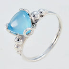 Blue Chalcedony Solitaire Mexican Sterling Silver Blue Gems Delicate Rope Wire Ring Jewellery