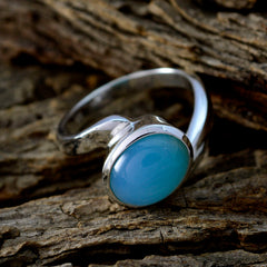 Blue Chalcedony Solitaire African 925 Sterling Silver Blue Gemstones Minimal Contemporary Ring Jewellery