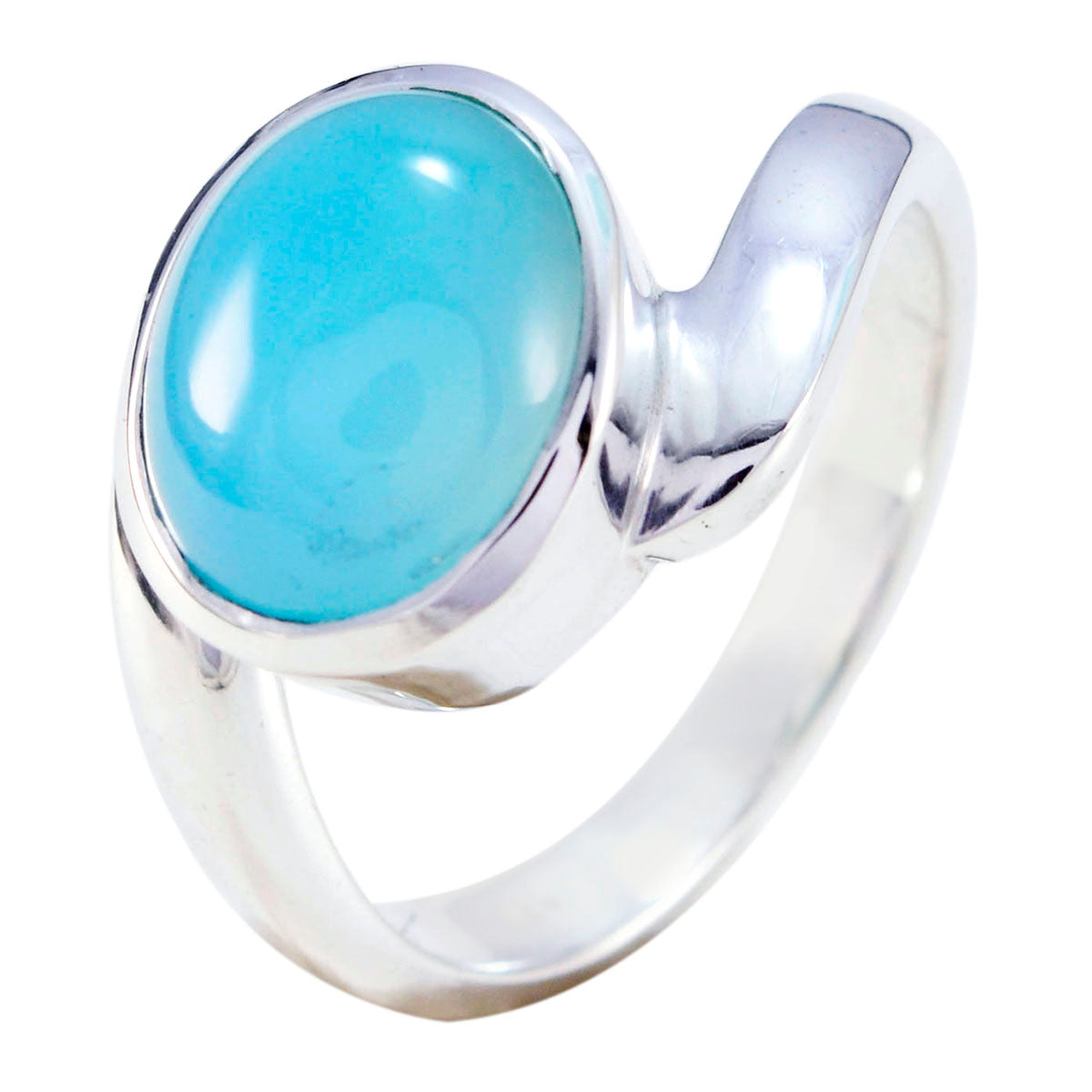 Blue Chalcedony Solitaire African 925 Sterling Silver Blue Gemstones Minimal Contemporary Ring Jewellery メイン画像