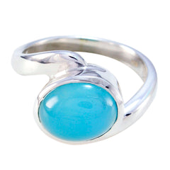 Blue Chalcedony Solitaire African 925 Sterling Silver Blue Gemstones Minimal Contemporary Ring Jewellery