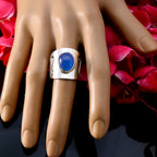 Blue Chalcedony Solitaire French 92.5 Silver Blue Gemstone Statement Filigree Ring Jewellery