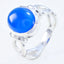 Blue Chalcedony Solitaire French 925 Sterling Silver Blue Gems Mid weight Graceful Ring Jewelry