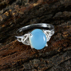 Blue Chalcedony Solitaire Egyptian 925 Sterling Silver Blue Gemstones Featherlight Heritage Ring Jewellery