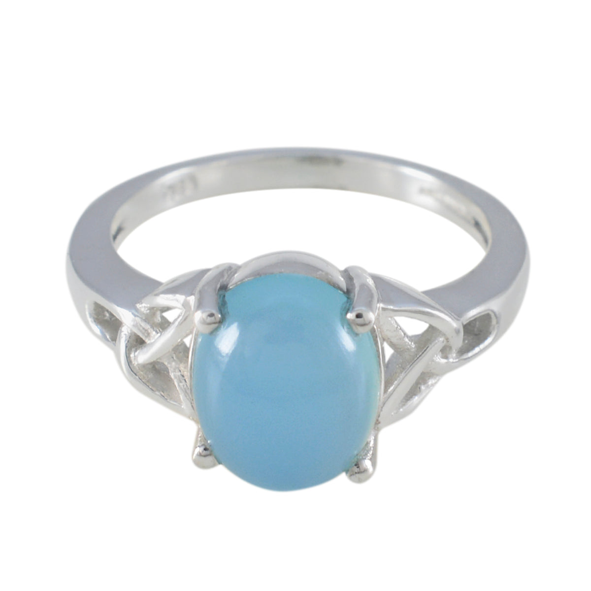 Blue Chalcedony Solitaire Egyptian 925 Sterling Silver Blue Gemstones Featherlight Heritage Ring Jewellery