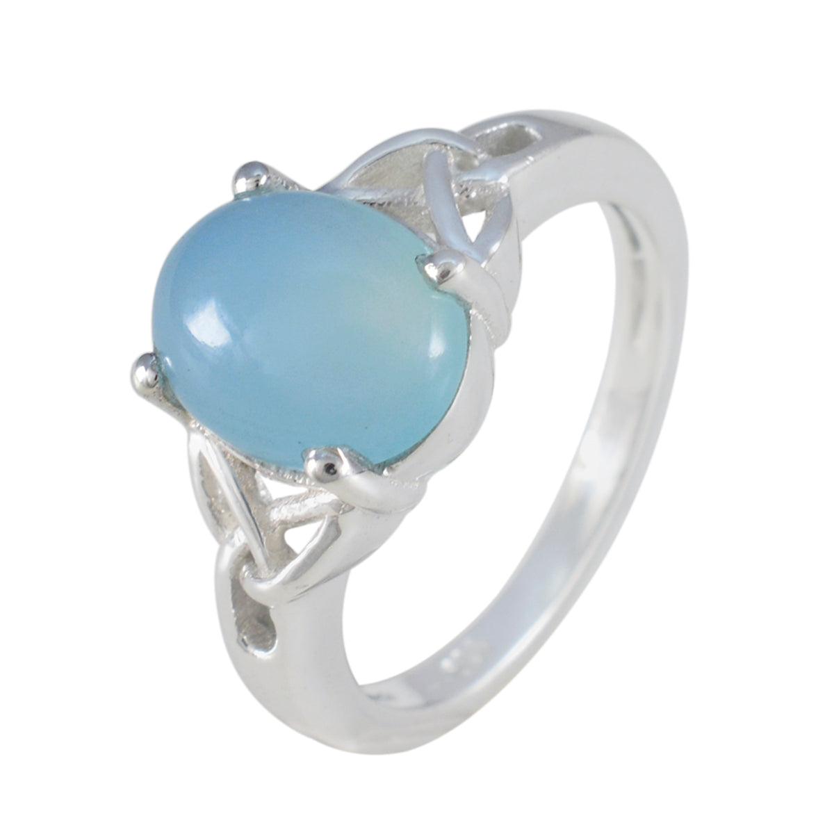 Blue Chalcedony Solitaire Egyptian 925 Sterling Silver Blue Gemstones Featherlight Heritage Ring Jewellery