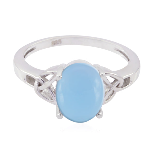 Blue Chalcedony Solitaire Egyptian 925 Sterling Silver Blue Gemstones Featherlight Heritage Ring Jewellery