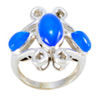 Blue Chalcedony Trilogy Russian Sterling Silver Blue Gems Tiny Feminine Ring Jewelry