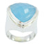 Blue Chalcedony Solitaire Egyptian 925 Sterling Silver Blue Gemstones Chunky Cocktail Ring Jewellery