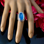 Blue Chalcedony Solitaire Latin American Sterling Silver Blue Gemstones Mid weight Filigree Ring Jewelry