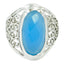 Blue Chalcedony Solitaire Latin American Sterling Silver Blue Gemstones Mid weight Filigree Ring Jewelry