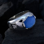 Blue Chalcedony Solitaire Egyptian 925 Sterling Silver Blue Gemstone Versatile Boho Ring Jewellery