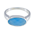 Blue Chalcedony Solitaire Japanese 92.5 Silver Blue Gemstones Whisper thin Abstract Ring Jewelry