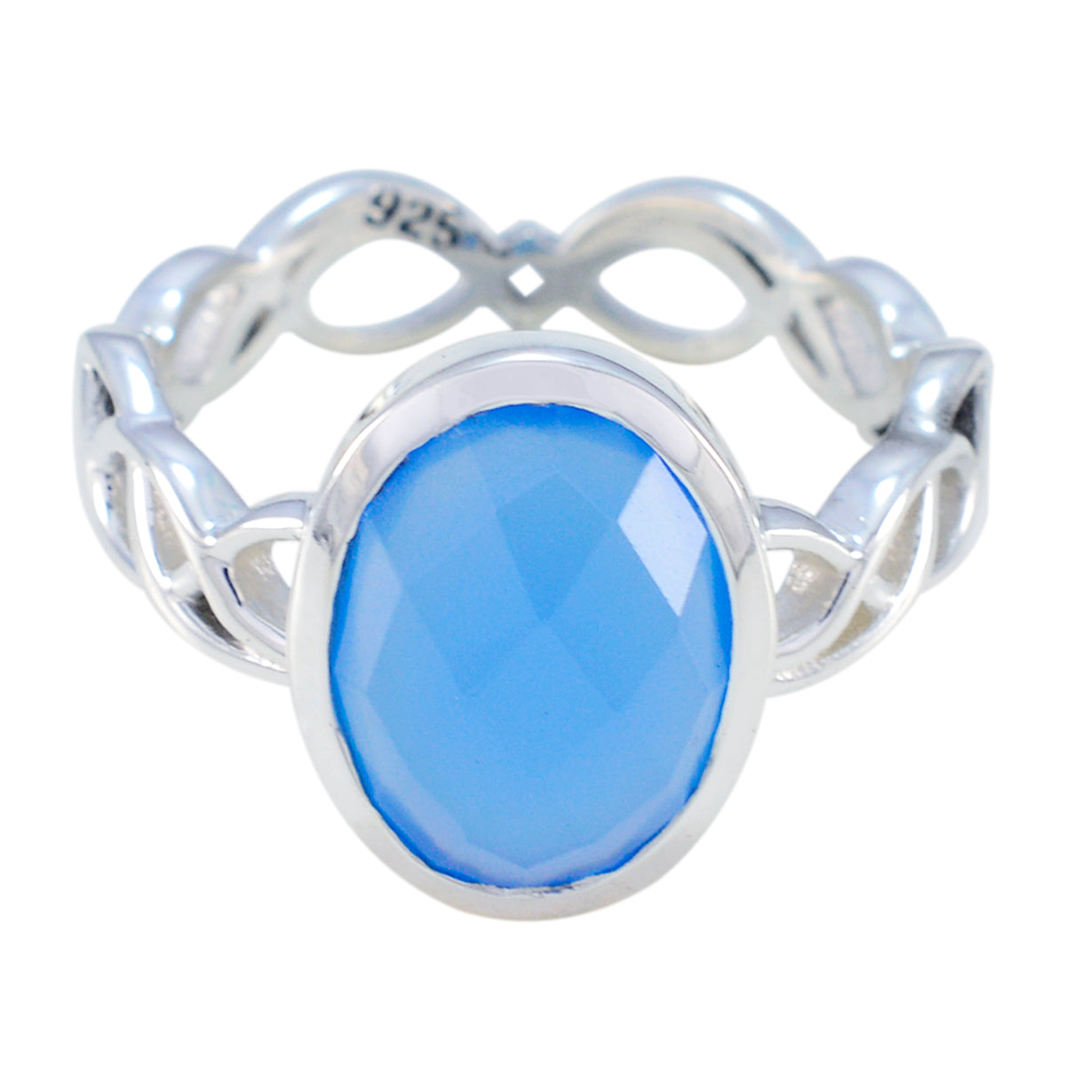 Blue Chalcedony Solitaire Indian 925 Silver Blue Gemstone Minimal Contemporary Ring Jewellery Image principale du produit